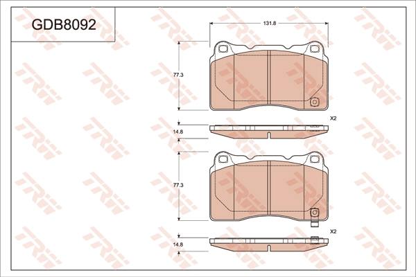 TRW GDB8092 - Гальмівні колодки, дискові гальма autocars.com.ua