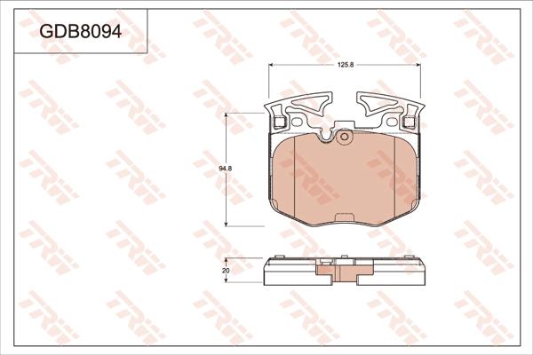 TRW GDB8094 - Гальмівні колодки, дискові гальма autocars.com.ua