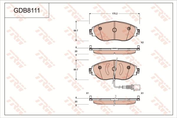 TRW GDB8111 - Тормозные колодки, дисковые, комплект avtokuzovplus.com.ua