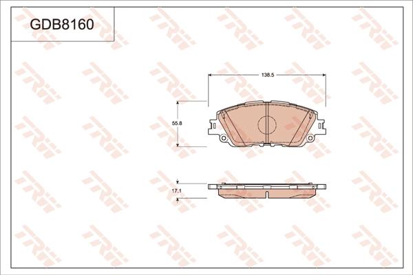 TRW GDB8160 - Гальмівні колодки, дискові гальма autocars.com.ua