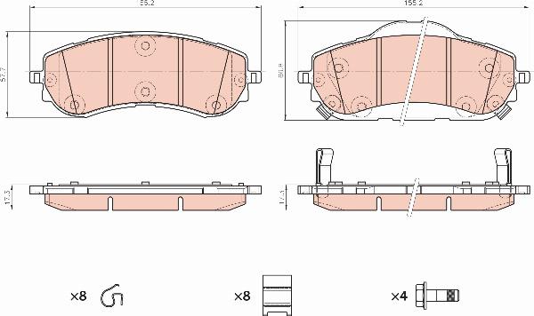 TRW GDB8457DT - Гальмівні колодки, дискові гальма autocars.com.ua