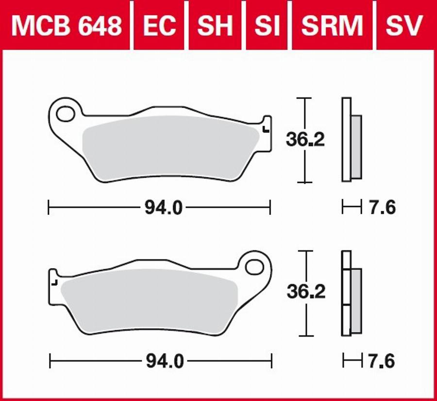 TRW MCB648SH - Тормозные колодки, дисковые, комплект avtokuzovplus.com.ua