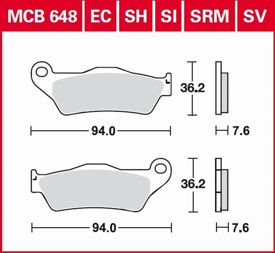 TRW MCB648SV - Тормозные колодки, дисковые, комплект avtokuzovplus.com.ua