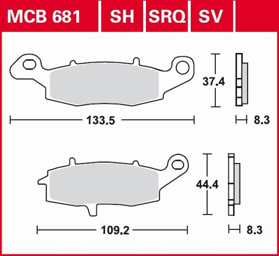 TRW MCB681 - Гальмівні колодки, дискові гальма autocars.com.ua