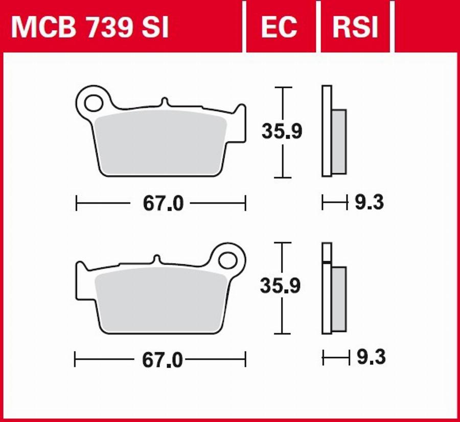 TRW MCB739EC - Гальмівні колодки, дискові гальма autocars.com.ua