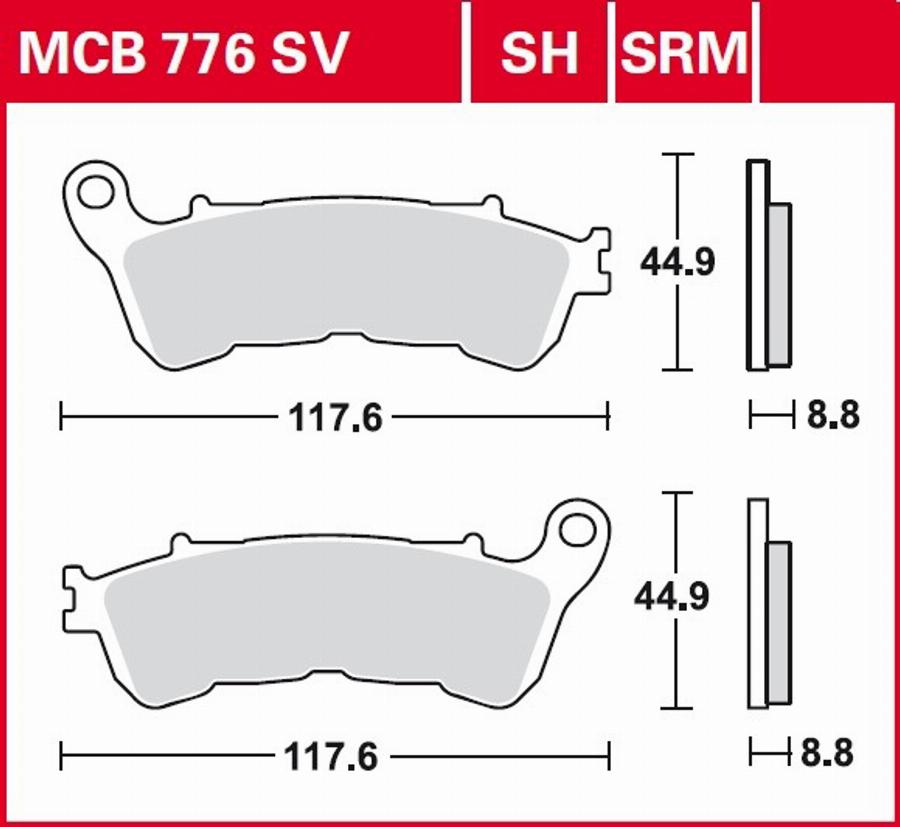 TRW MCB776SH - Гальмівні колодки, дискові гальма autocars.com.ua