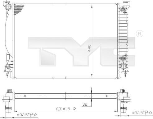 TYC 702-0021 - Радіатор, охолодження двигуна autocars.com.ua