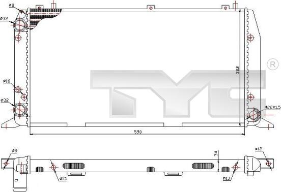 TYC 702-0035 - Радіатор, охолодження двигуна autocars.com.ua