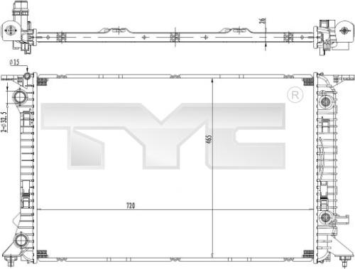 TYC 702-0037 - Радіатор, охолодження двигуна autocars.com.ua