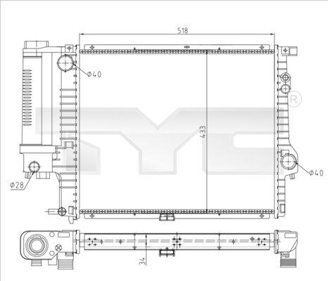 TYC 703-0010-R - Радіатор, охолодження двигуна autocars.com.ua