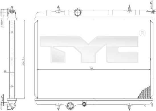 TYC 705-0028 - Радіатор, охолодження двигуна autocars.com.ua