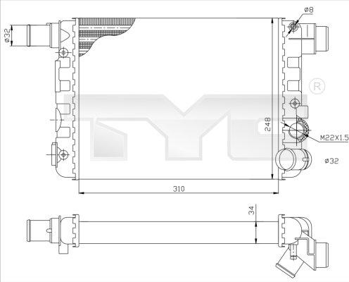 TYC 709-0009 - Радіатор, охолодження двигуна autocars.com.ua