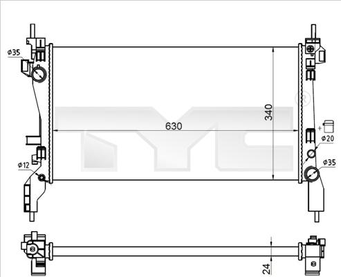 TYC 709-0021-R - Радіатор, охолодження двигуна autocars.com.ua