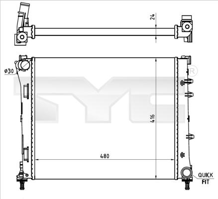 TYC 709-0023-R - Радіатор, охолодження двигуна autocars.com.ua