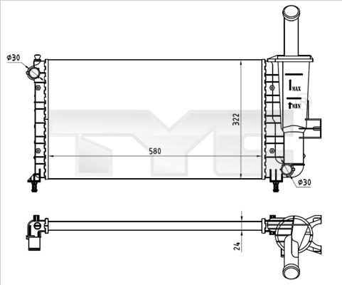 TYC 709-0026-R - Радіатор, охолодження двигуна autocars.com.ua