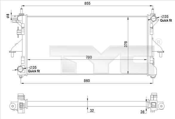 TYC 709-0028-R - Радіатор, охолодження двигуна autocars.com.ua