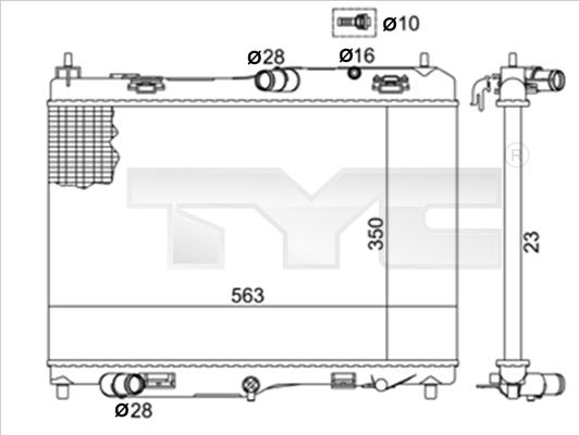 TYC 710-0058-R - Радіатор, охолодження двигуна autocars.com.ua