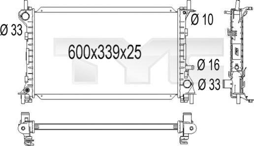 TYC 710-1001 - Радиатор, охлаждение двигателя avtokuzovplus.com.ua