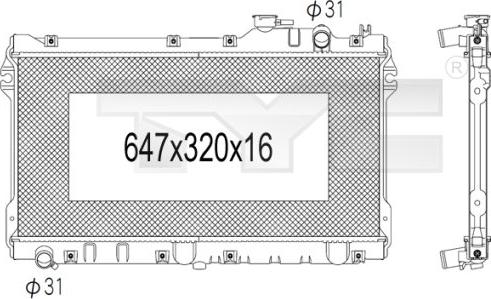 TYC 720-1002 - Радіатор, охолодження двигуна autocars.com.ua