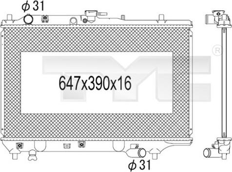 TYC 720-1009 - Радиатор, охлаждение двигателя avtokuzovplus.com.ua