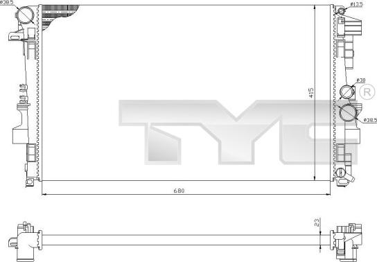 TYC 721-0011 - Радіатор, охолодження двигуна autocars.com.ua