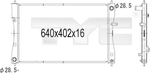 TYC 723-1007 - Радіатор, охолодження двигуна autocars.com.ua