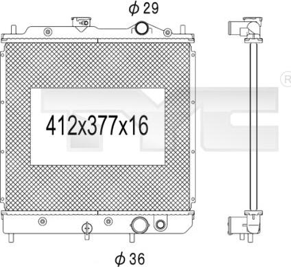 TYC 723-1013 - Радіатор, охолодження двигуна autocars.com.ua