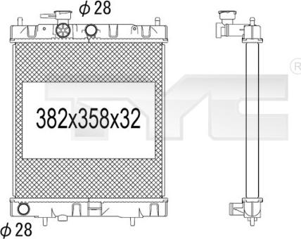 TYC 724-1016 - Радіатор, охолодження двигуна autocars.com.ua