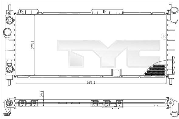 TYC 725-0003 - Радіатор, охолодження двигуна autocars.com.ua