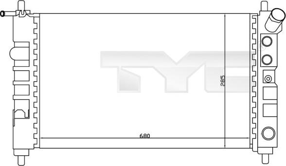 TYC 725-0005 - Радіатор, охолодження двигуна autocars.com.ua