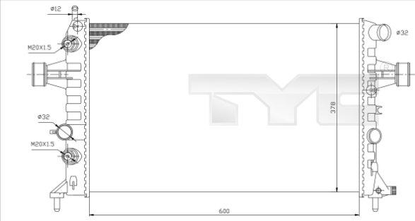 TYC 725-0006 - Радіатор, охолодження двигуна autocars.com.ua