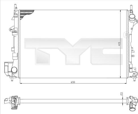 TYC 725-0009 - Радіатор, охолодження двигуна autocars.com.ua