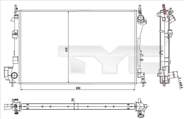 TYC 725-0010-R - Радіатор, охолодження двигуна autocars.com.ua