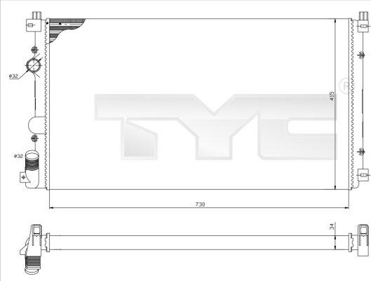 TYC 725-0029 - Радіатор, охолодження двигуна autocars.com.ua