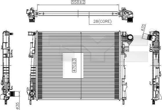 TYC 725-0032 - Радіатор, охолодження двигуна autocars.com.ua