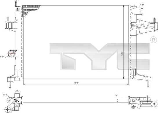 TYC 725-0033 - Радіатор, охолодження двигуна autocars.com.ua