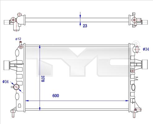 TYC 725-0038-R - Радіатор, охолодження двигуна autocars.com.ua