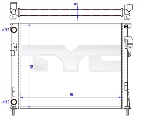 TYC 725-0043-R - Радіатор, охолодження двигуна autocars.com.ua