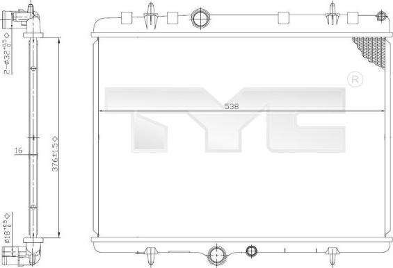 TYC 726-0011 - Радіатор, охолодження двигуна autocars.com.ua