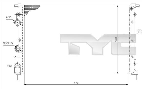 TYC 728-0027 - Радіатор, охолодження двигуна autocars.com.ua