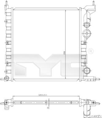 TYC 728-0030 - Радіатор, охолодження двигуна autocars.com.ua