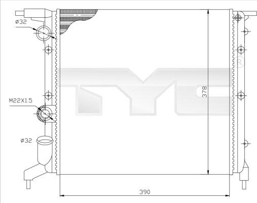 TYC 728-0032 - Радіатор, охолодження двигуна autocars.com.ua