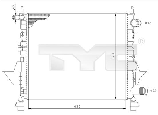 TYC 728-0041 - Радіатор, охолодження двигуна autocars.com.ua