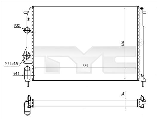 TYC 728-0055-R - Радіатор, охолодження двигуна autocars.com.ua