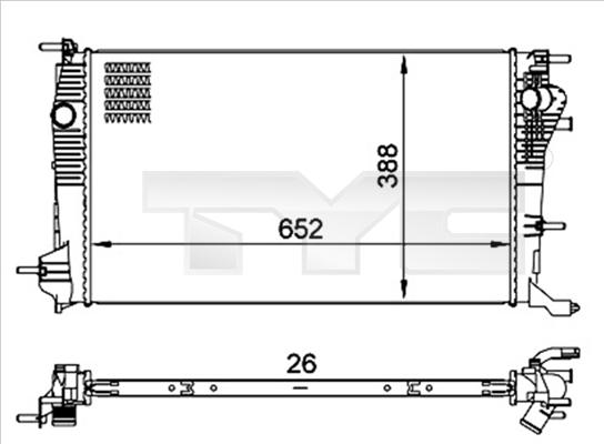 TYC 728-0060 - Радіатор, охолодження двигуна autocars.com.ua