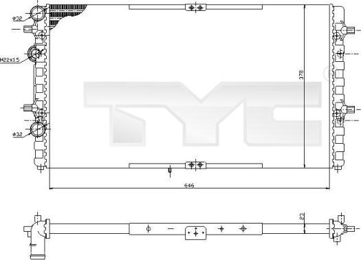 TYC 731-0002 - Радіатор, охолодження двигуна autocars.com.ua