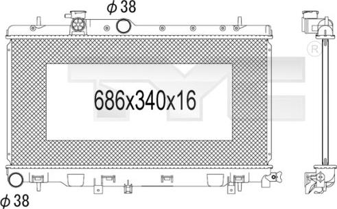 TYC 734-1010 - Радіатор, охолодження двигуна autocars.com.ua