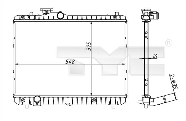 TYC 735-0003 - Радіатор, охолодження двигуна autocars.com.ua