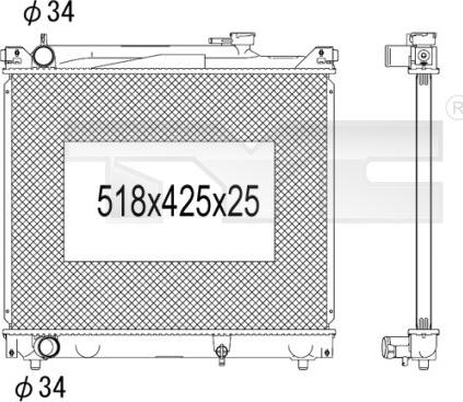 TYC 735-1001 - Радіатор, охолодження двигуна autocars.com.ua