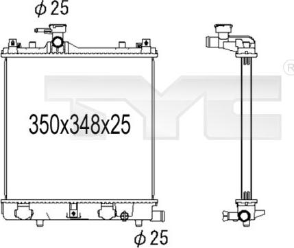 TYC 735-1002 - Радіатор, охолодження двигуна autocars.com.ua